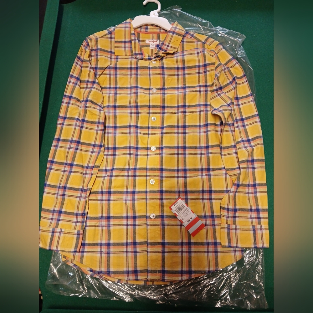 Cat and Jack boys XL plaid button up